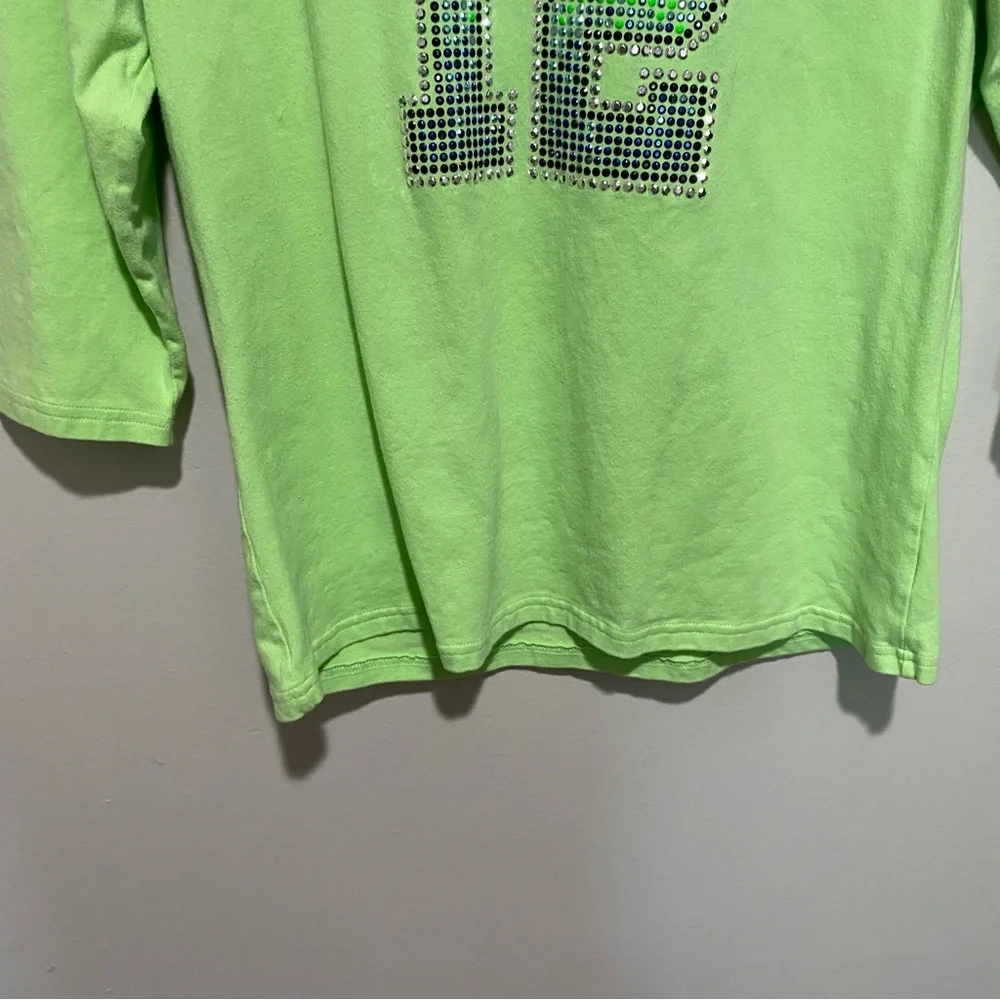 VTG Christine Alexander Bedazzled "12" Women's Green Top‎ Size M - Picture 3 of 13